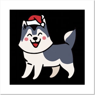 Husky Santa Dog Lover Malamute Posters and Art